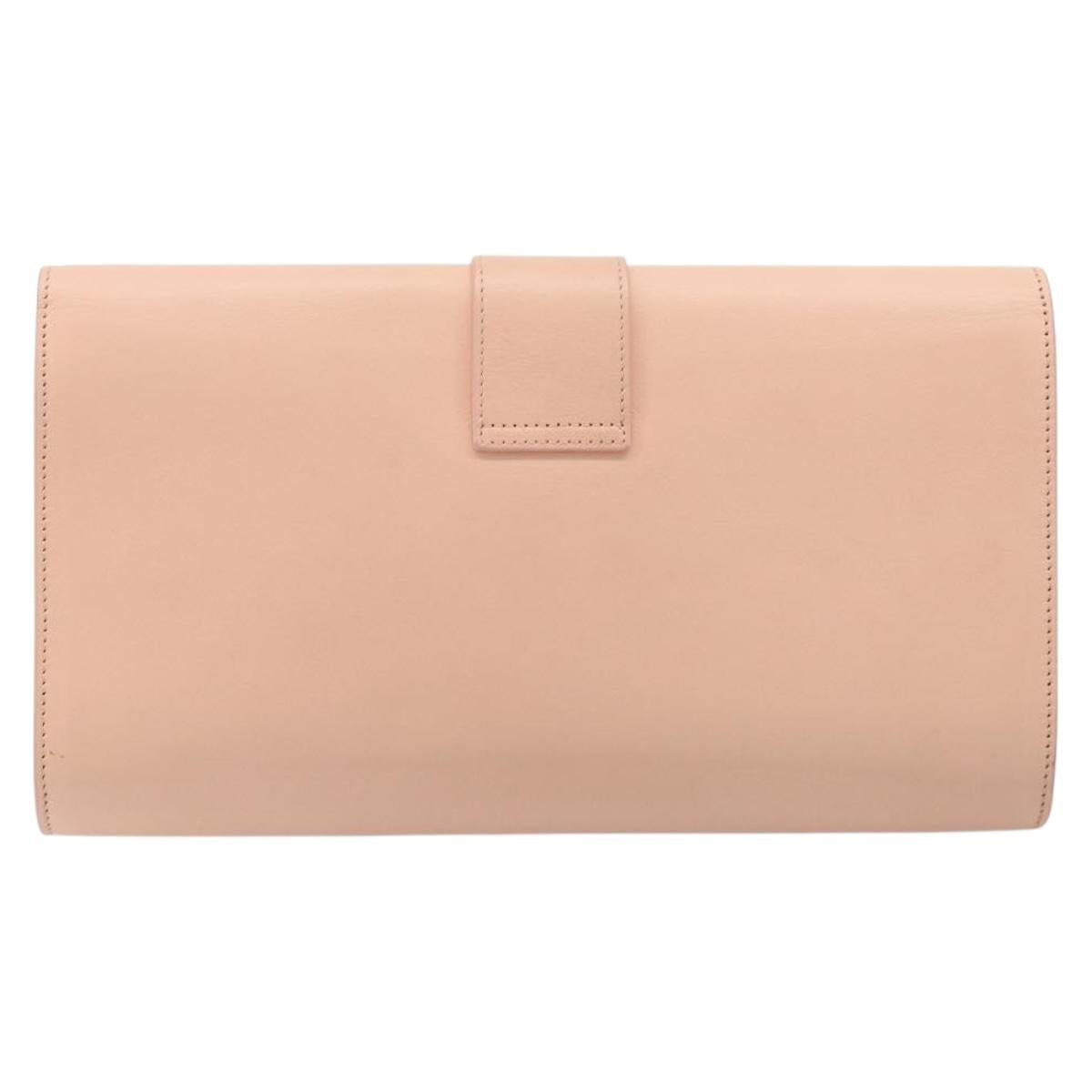Saint Laurent Y Line Clutch Bag Leather Pink Gold 311213 Auth 213314