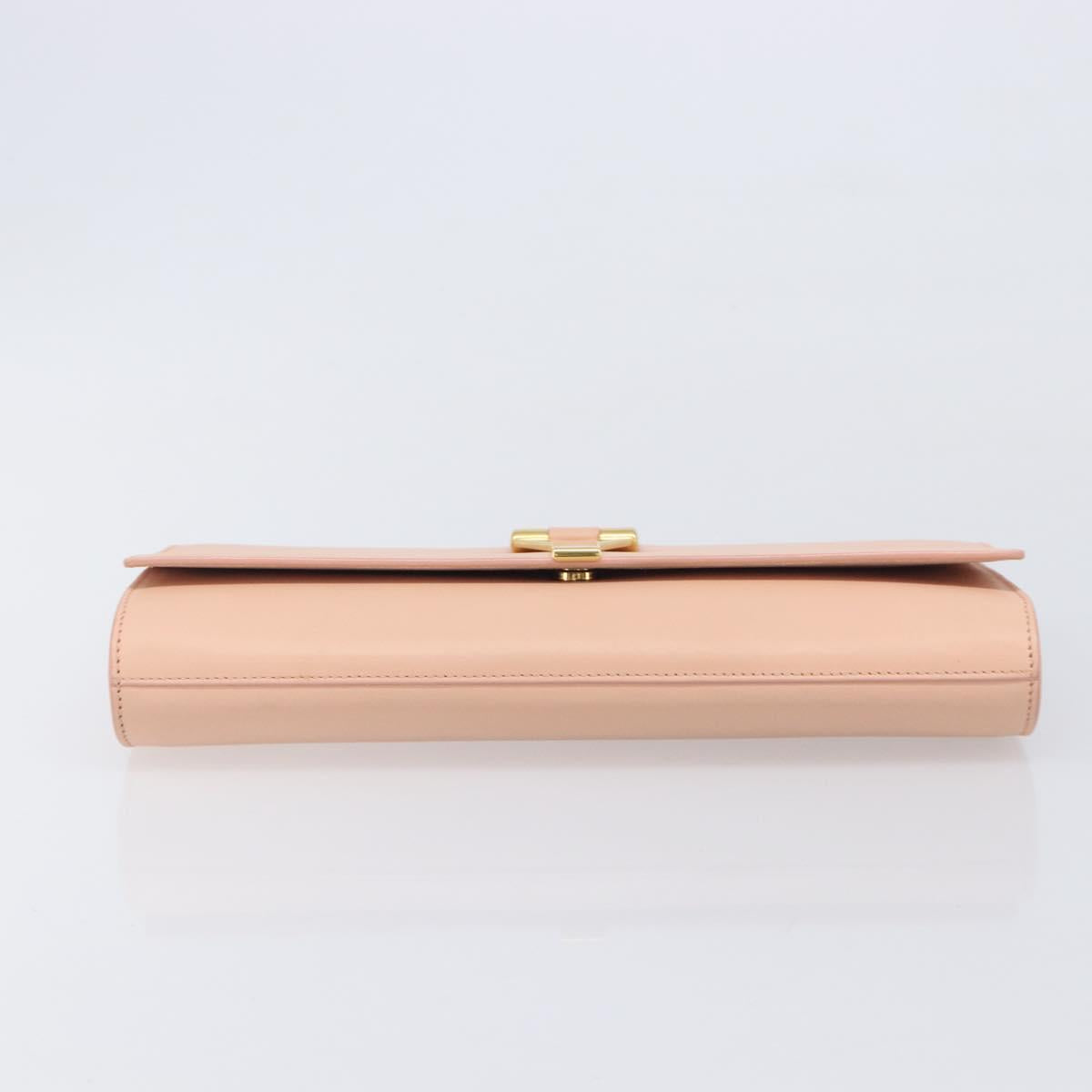 Saint Laurent Y Line Clutch Bag Leather Pink Gold 311213 Auth 213314