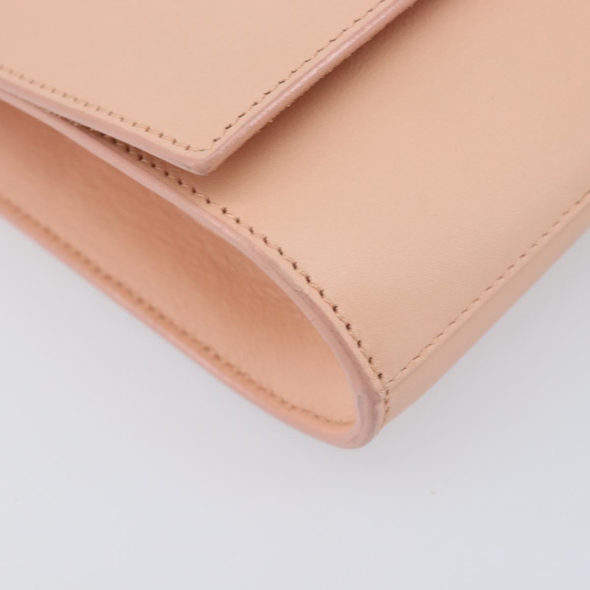 Saint Laurent Y Line Clutch Bag Leather Pink Gold 311213 Auth 213314