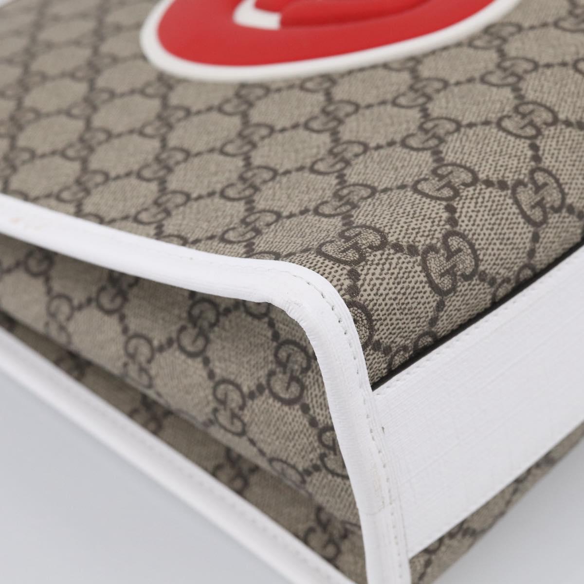 GUCCI GG Supreme Children's Hand Bag PVC Beige Silver 605614 Auth 213317M
