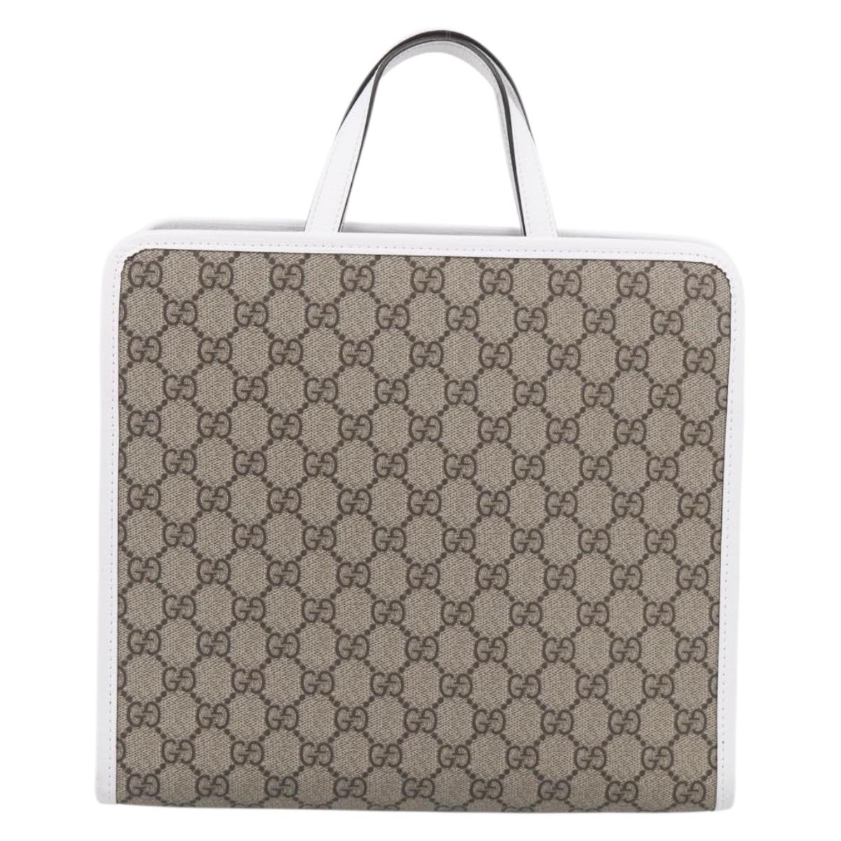 GUCCI GG Supreme Children's Hand Bag PVC Beige Silver 605614 Auth 213317M