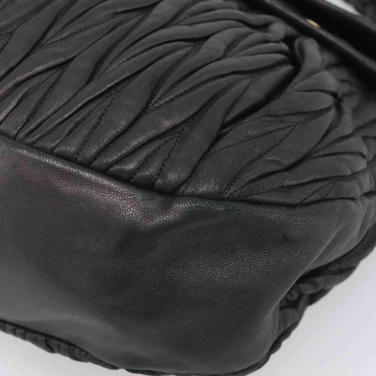 Miu Miu Matelasse Shoulder Bag Leather 2way Black Gold Auth 213318V