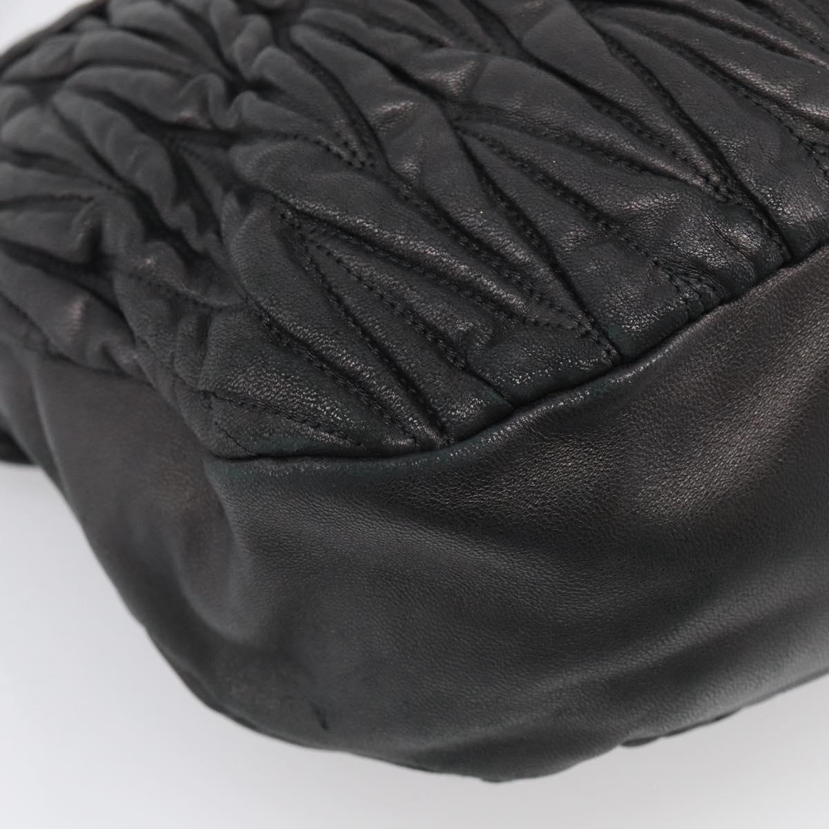Miu Miu Matelasse Shoulder Bag Leather 2way Black Gold Auth 213318V