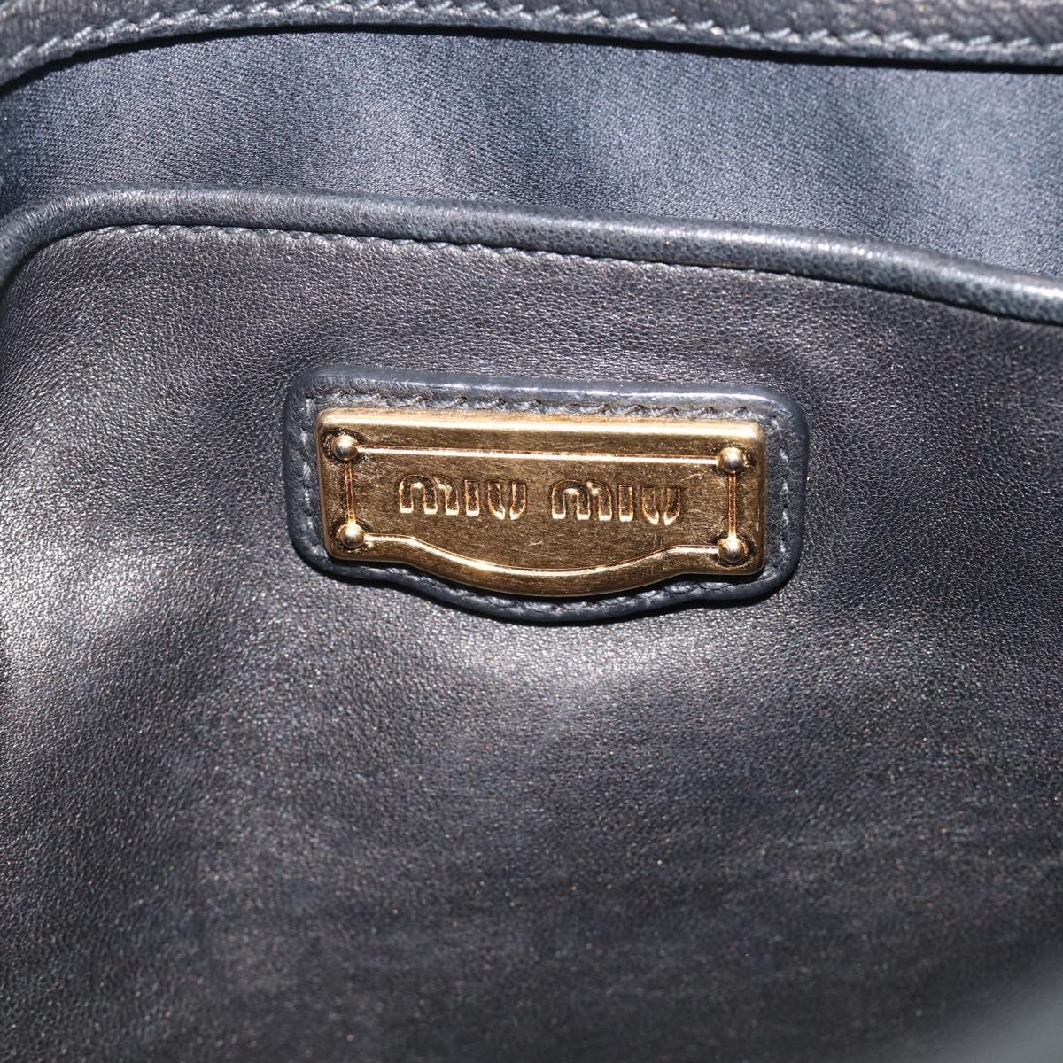 Miu Miu Matelasse Shoulder Bag Leather 2way Black Gold Auth 213318V