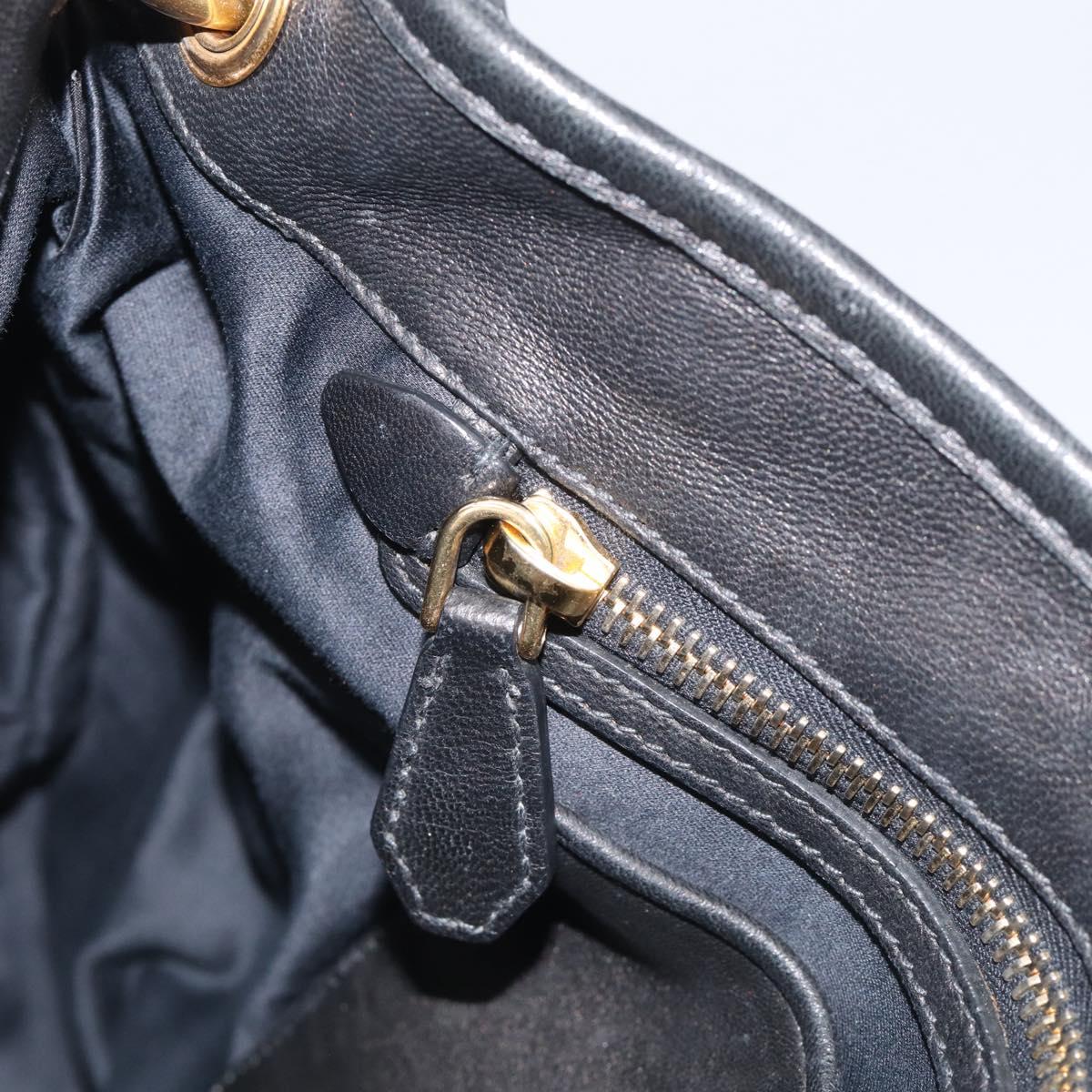 Miu Miu Matelasse Shoulder Bag Leather 2way Black Gold Auth 213318V