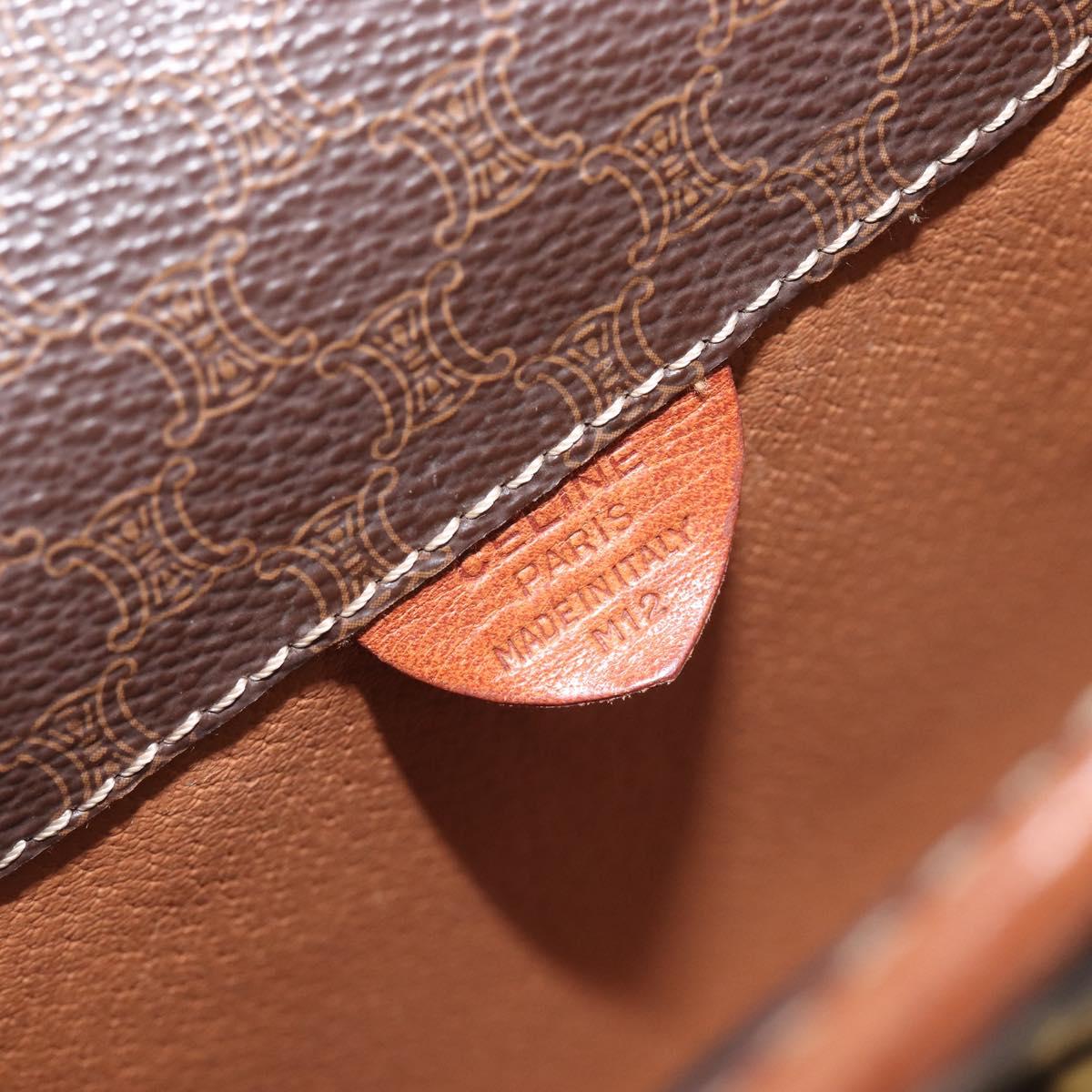 CELINE Macadam Canvas Shoulder Bag PVC Leather Brown Gold Auth 213322