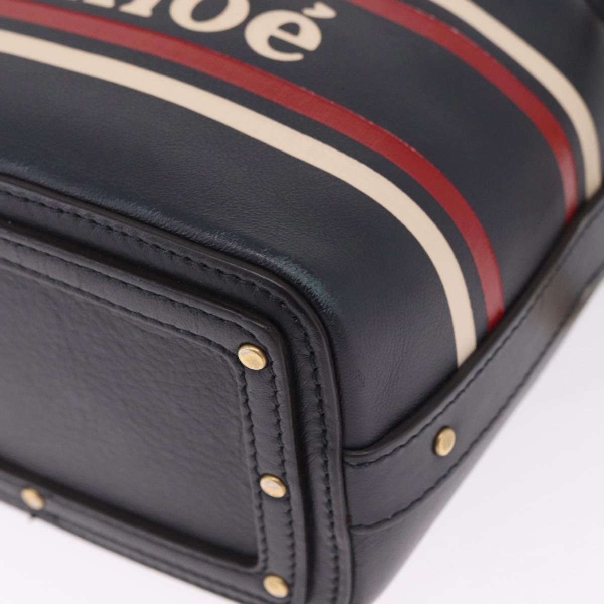 Chloe Hand Bag Leather Navy Gold Auth 213323A