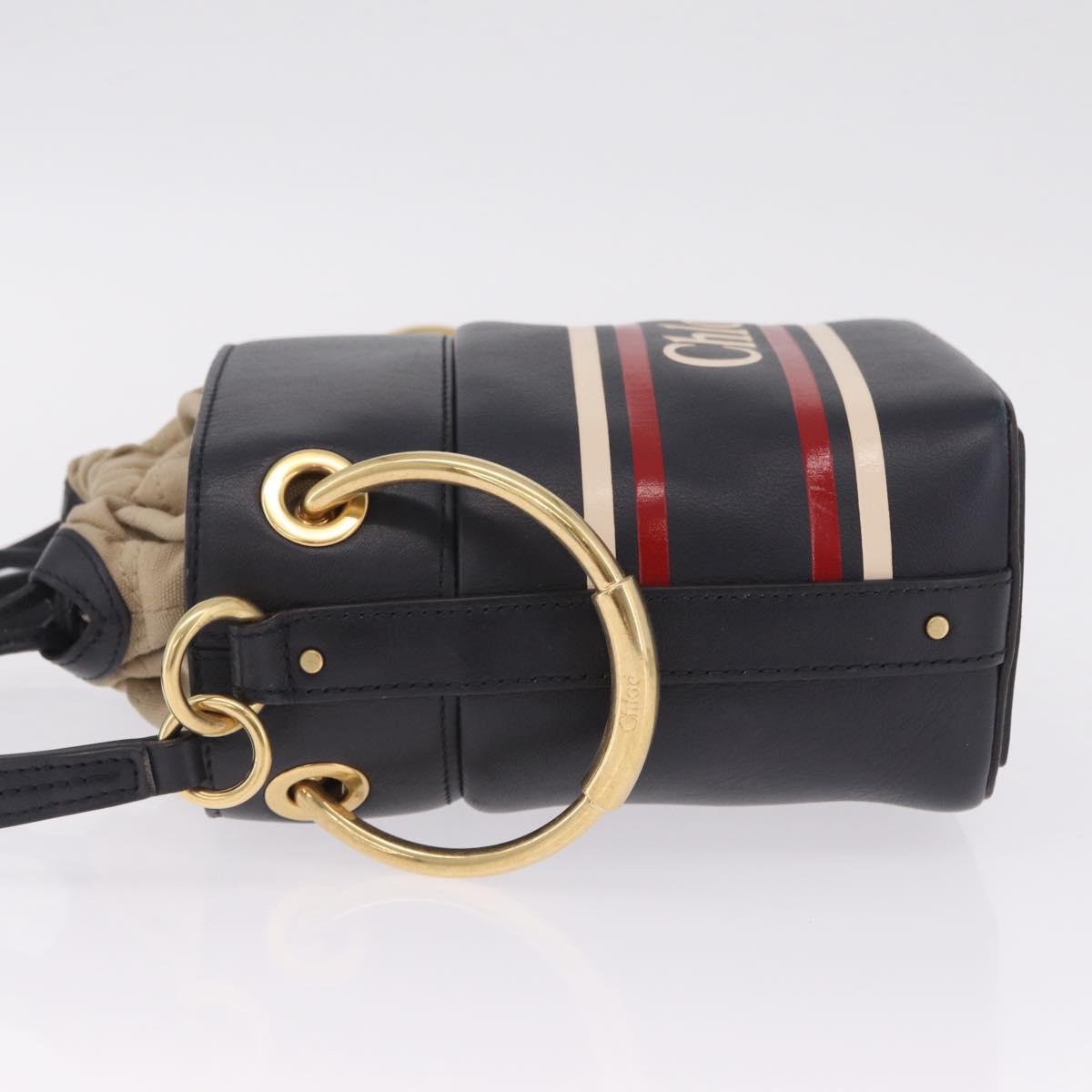 Chloe Hand Bag Leather Navy Gold Auth 213323A