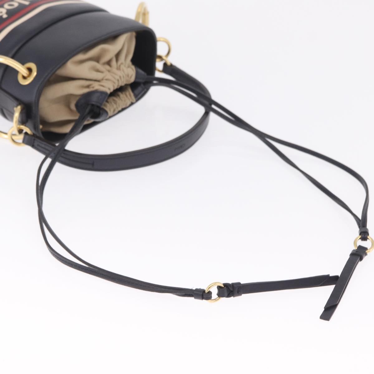 Chloe Hand Bag Leather Navy Gold Auth 213323A