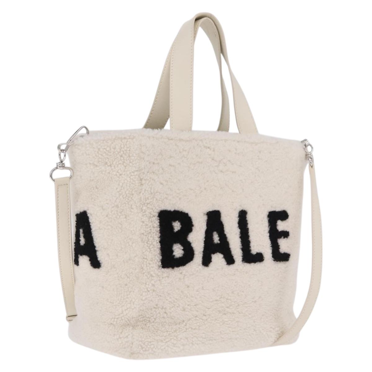 Balenciaga Hand Bag Shearing White Silver 532873 Auth 213324M