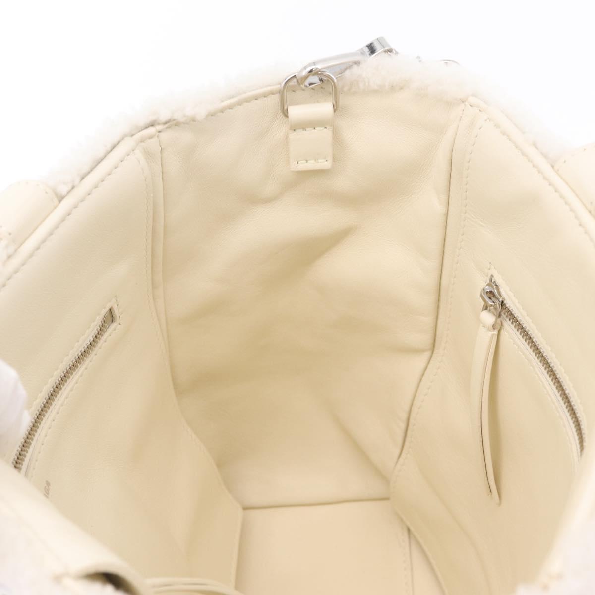Balenciaga Hand Bag Shearing White Silver 532873 Auth 213324M