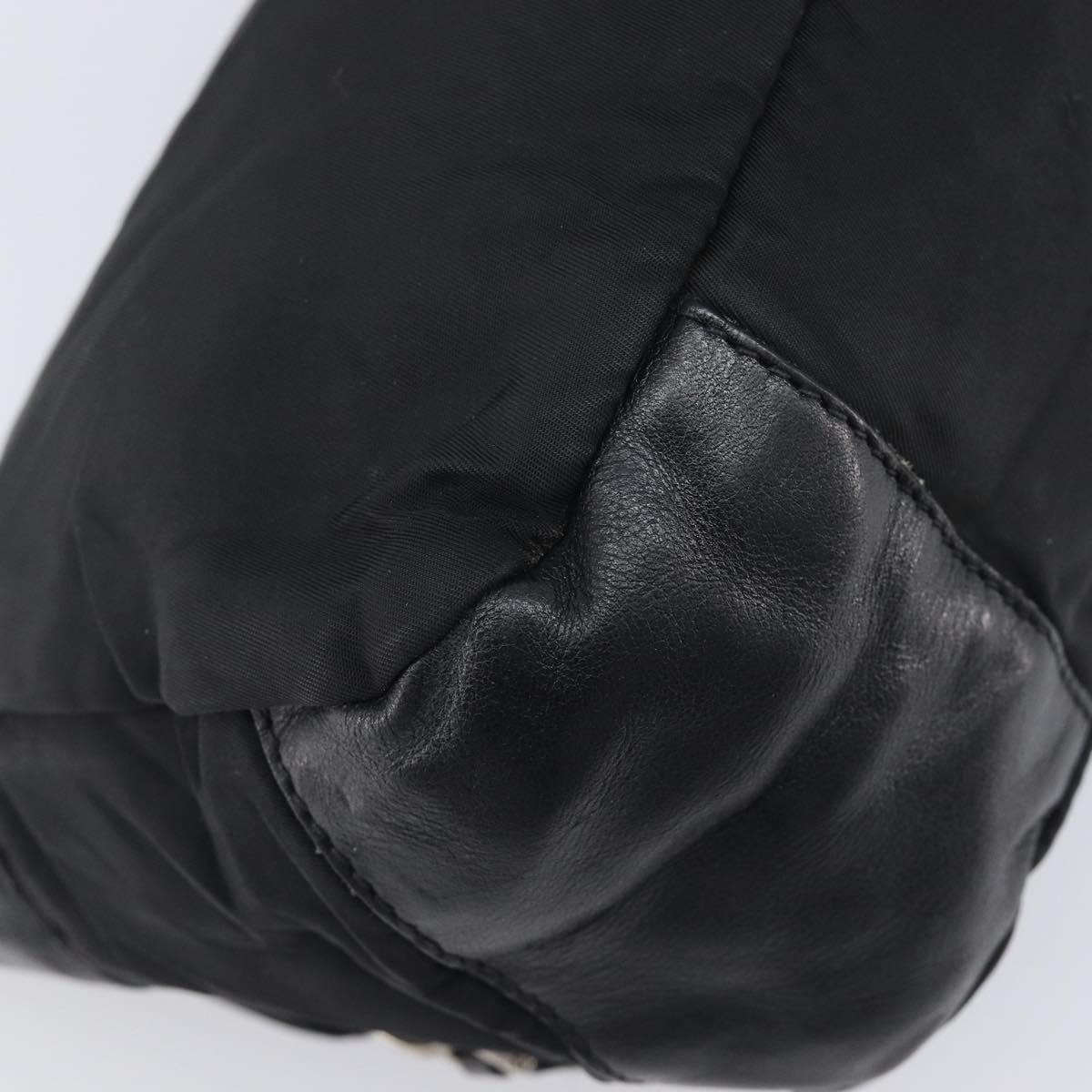 PRADA Shoulder Bag Nylon Leather Black Silver Auth 213330