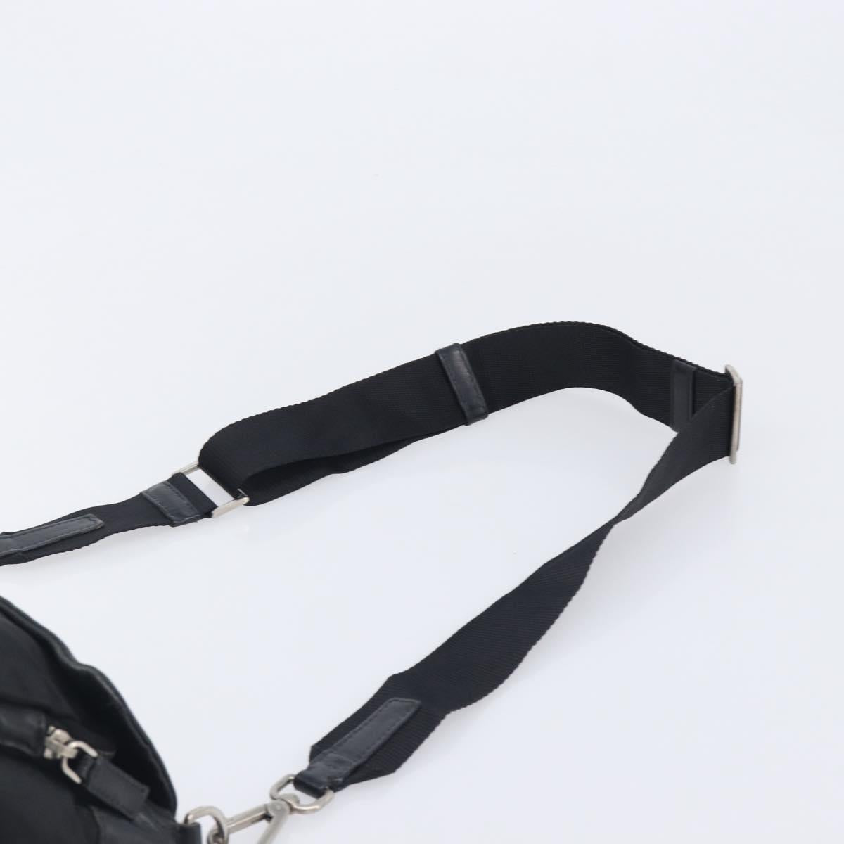 PRADA Shoulder Bag Nylon Leather Black Silver Auth 213330