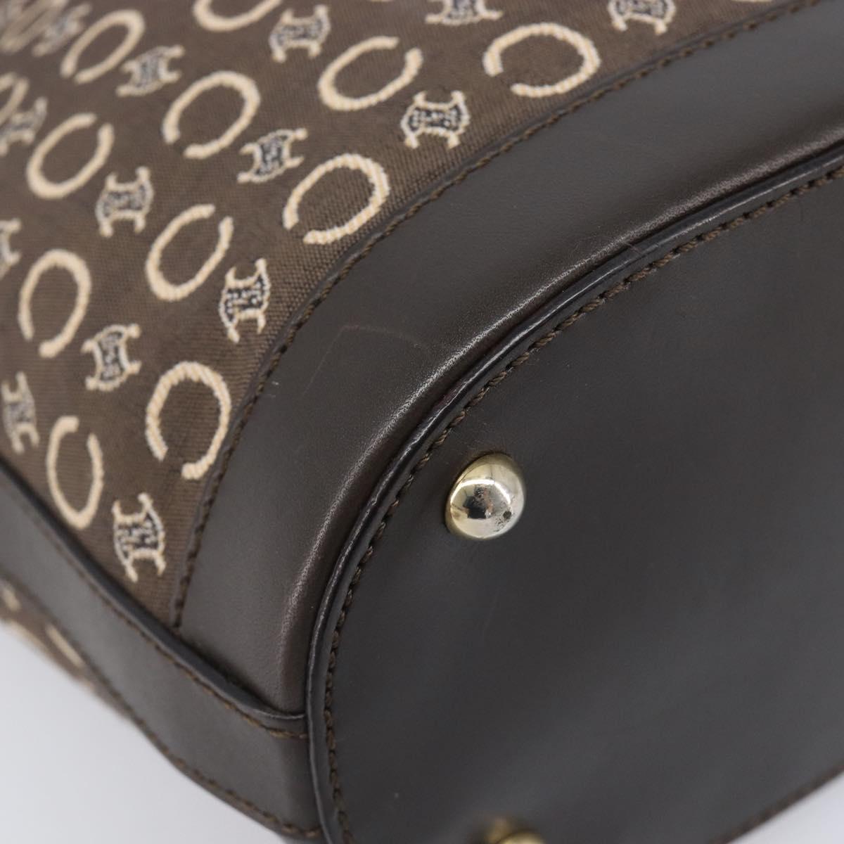 CELINE C Macadam Canvas Hand Bag Brown Gold Auth 213331
