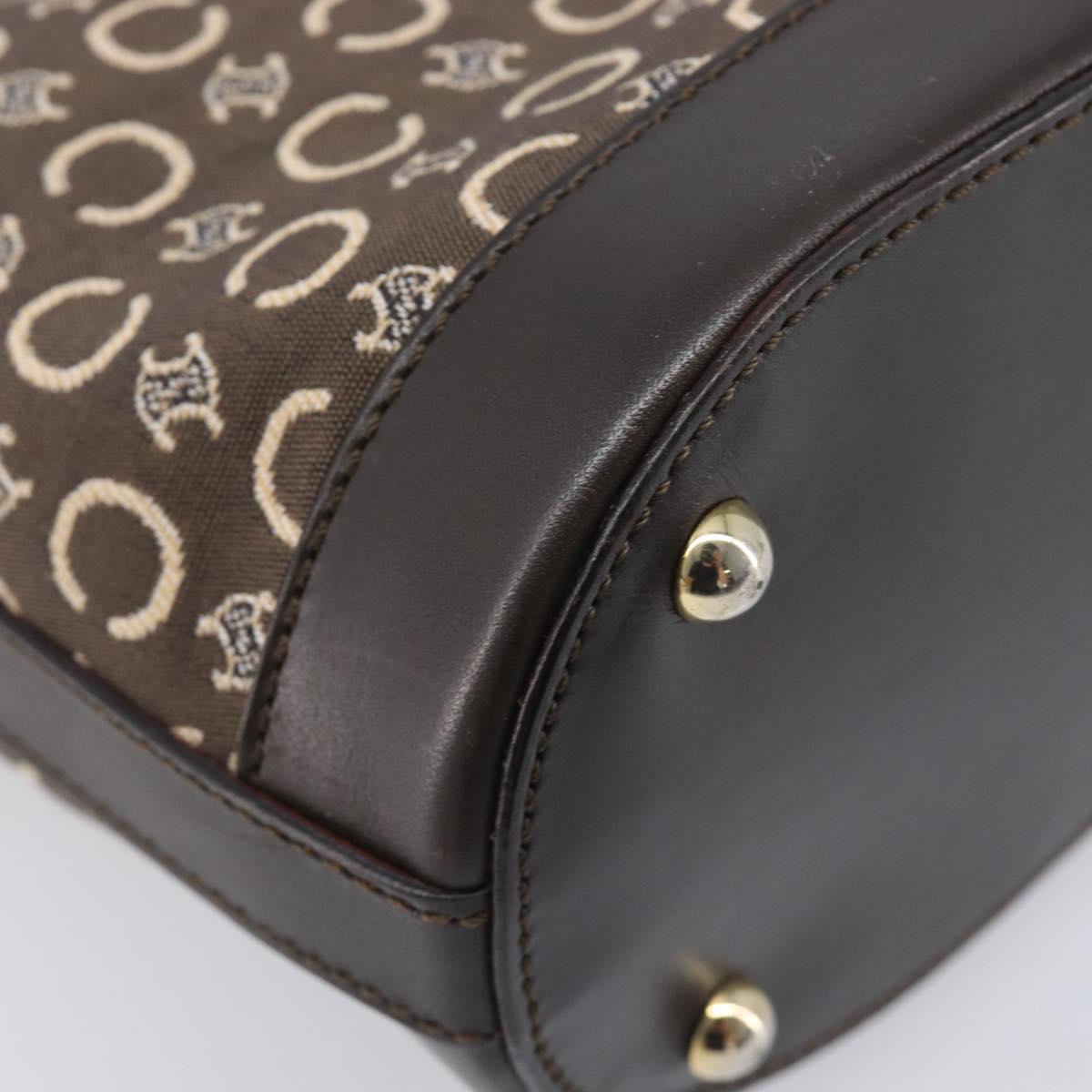 CELINE C Macadam Canvas Hand Bag Brown Gold Auth 213331