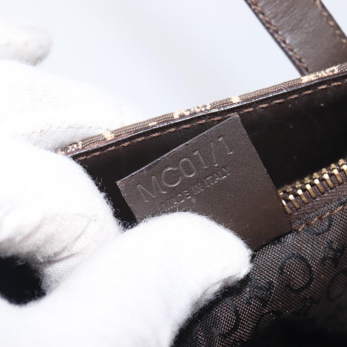 CELINE C Macadam Canvas Hand Bag Brown Gold Auth 213331