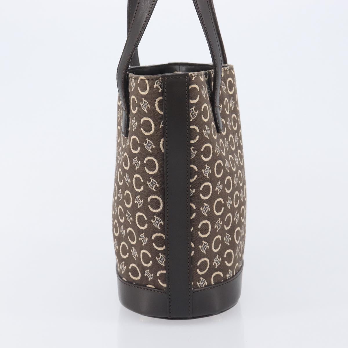 CELINE C Macadam Canvas Hand Bag Brown Gold Auth 213331