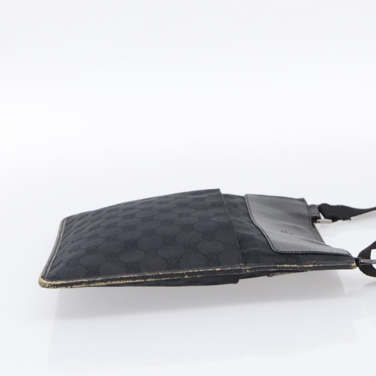 GUCCI GG Canvas Shoulder Bag Black Silver 27639 Auth 213332