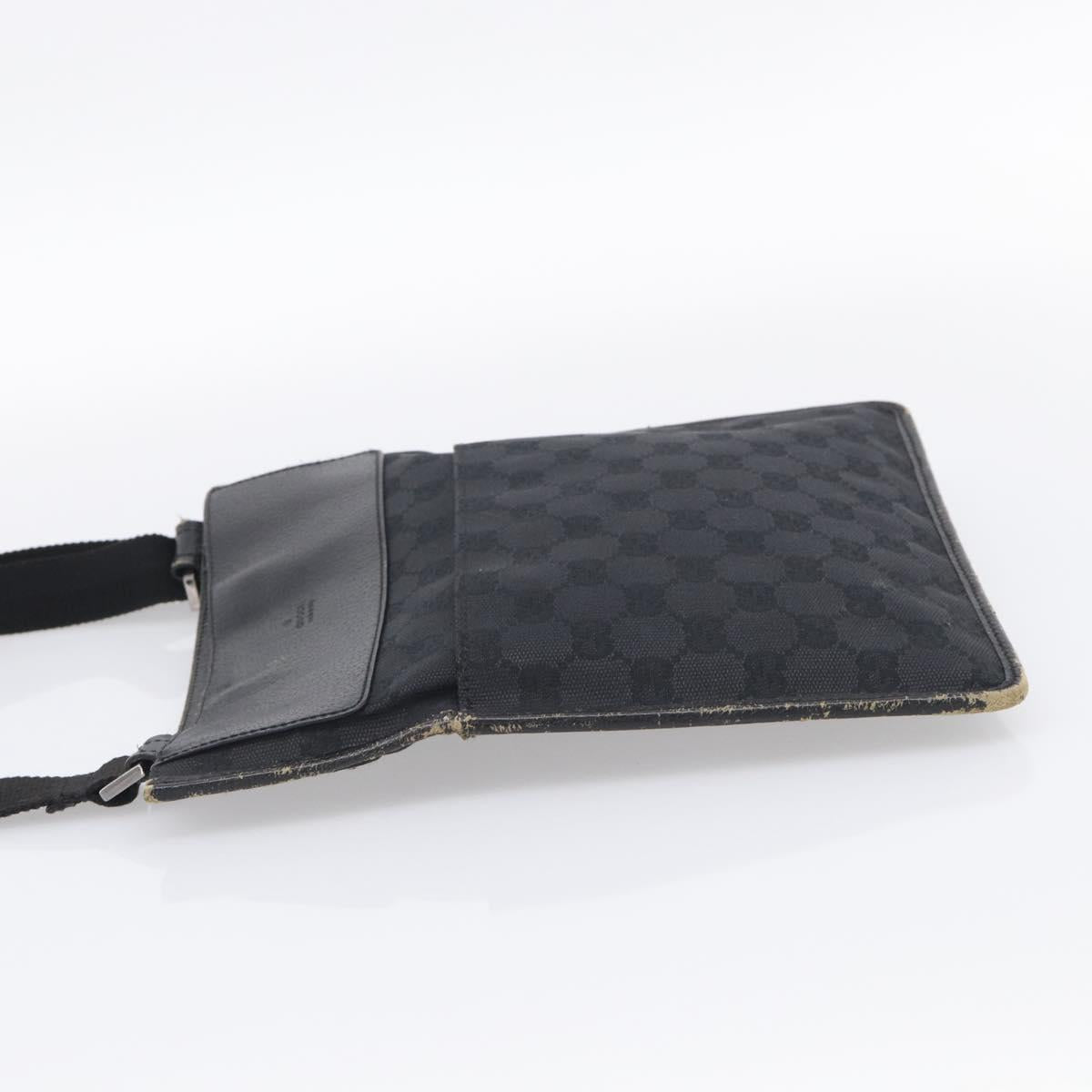 GUCCI GG Canvas Shoulder Bag Black Silver 27639 Auth 213332