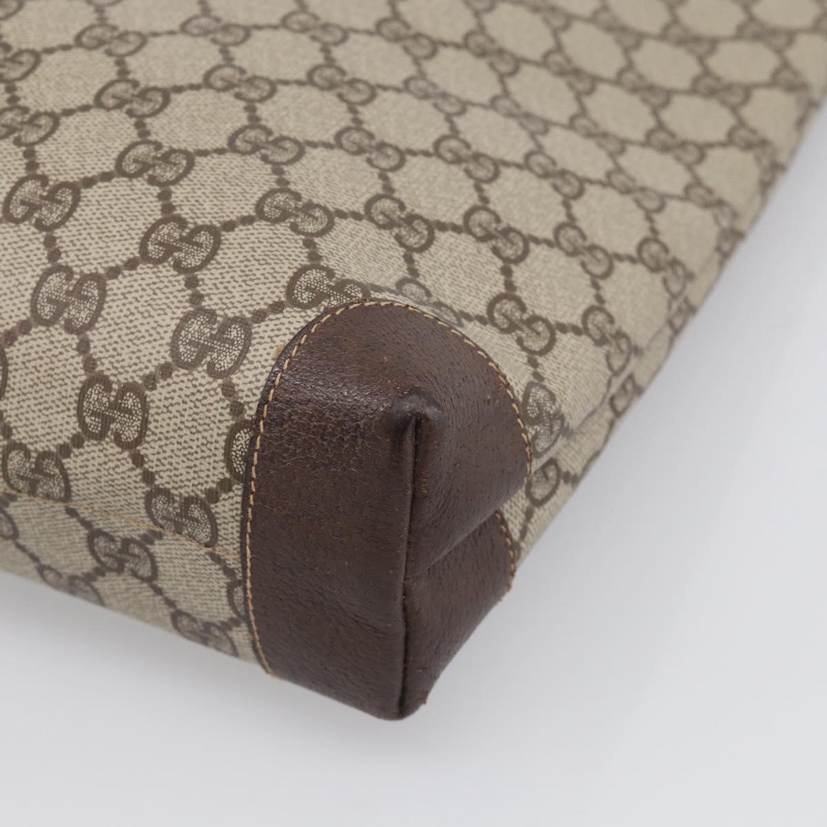 GUCCI Web Sherry Line GG Supreme Bag PVC Beige Gold 002 983 0163 Auth 213333A
