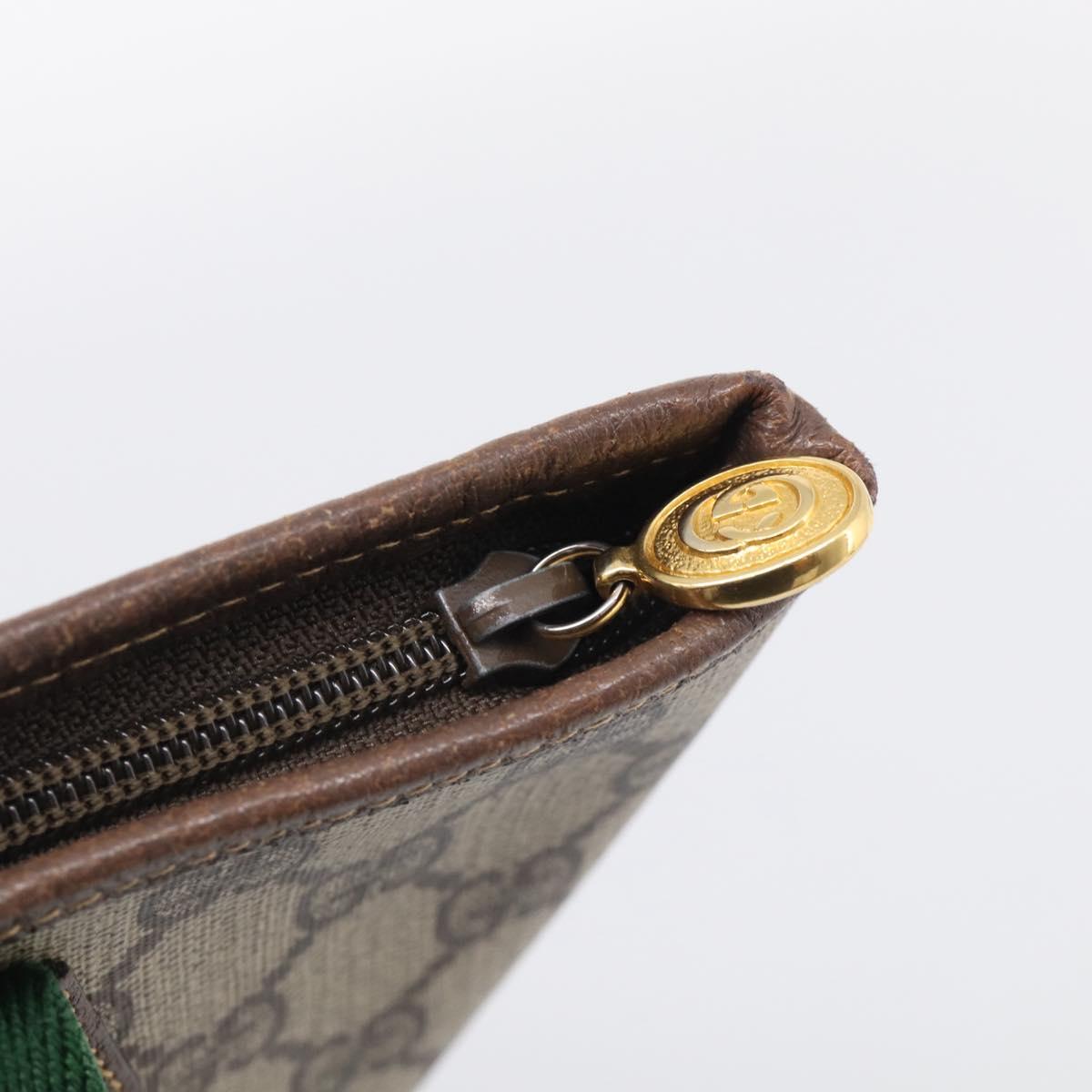 GUCCI Web Sherry Line GG Supreme Bag PVC Beige Gold 002 983 0163 Auth 213333A