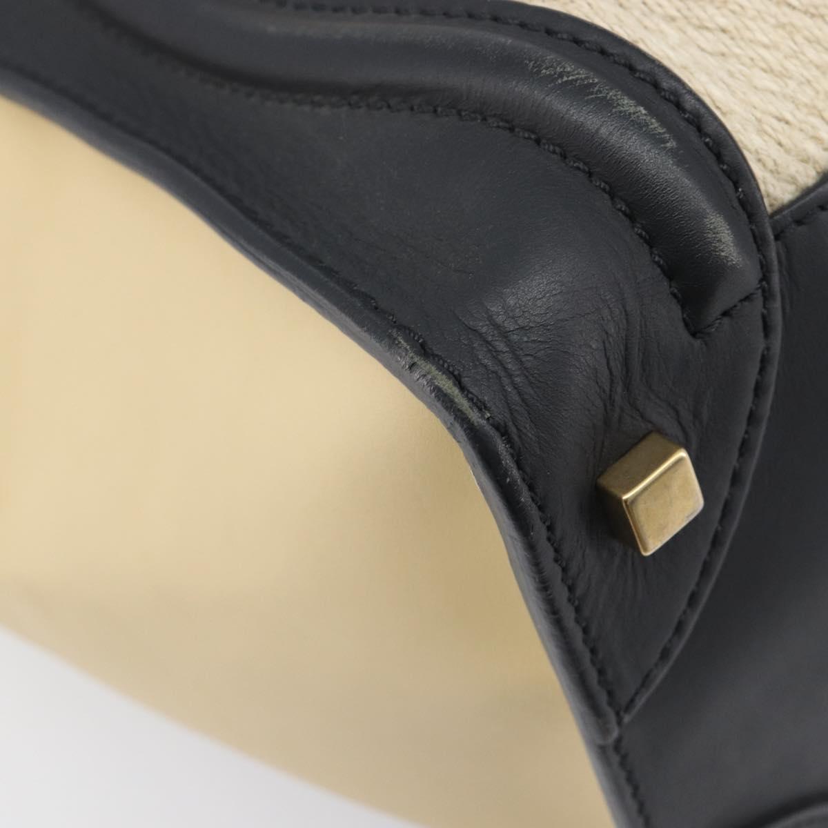 CELINE Luggage Mini Shopper Hand Bag Leather Canvas Beige Gold Auth 213334