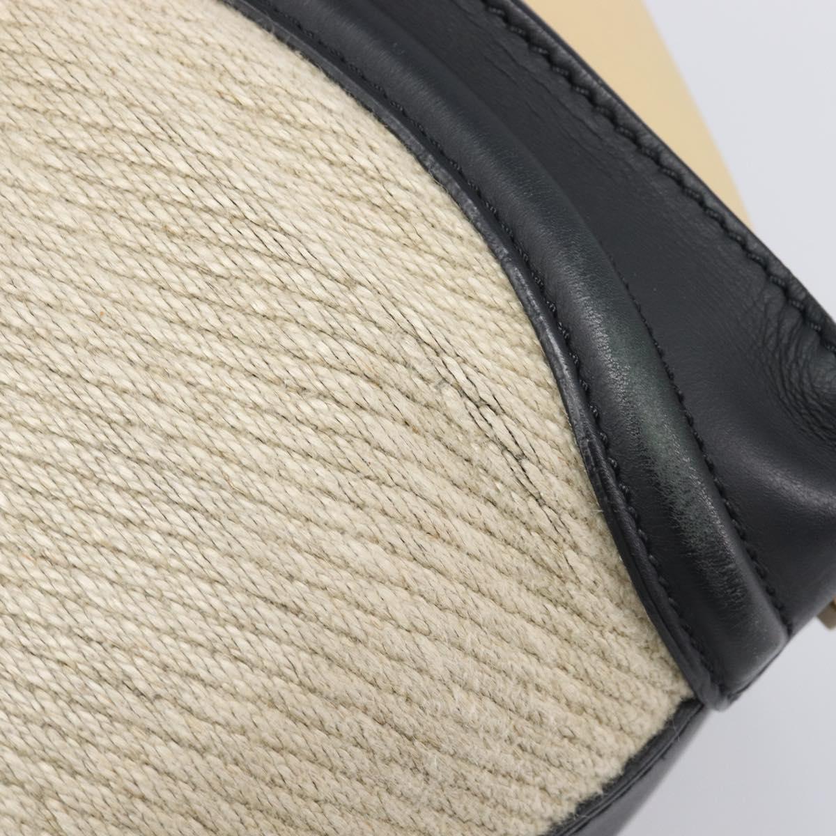 CELINE Luggage Mini Shopper Hand Bag Leather Canvas Beige Gold Auth 213334