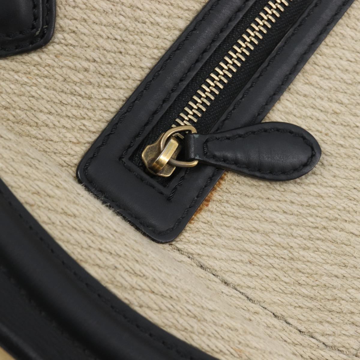 CELINE Luggage Mini Shopper Hand Bag Leather Canvas Beige Gold Auth 213334