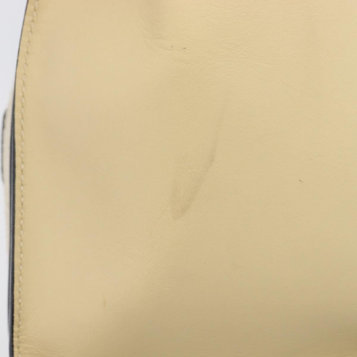 CELINE Luggage Mini Shopper Hand Bag Leather Canvas Beige Gold Auth 213334