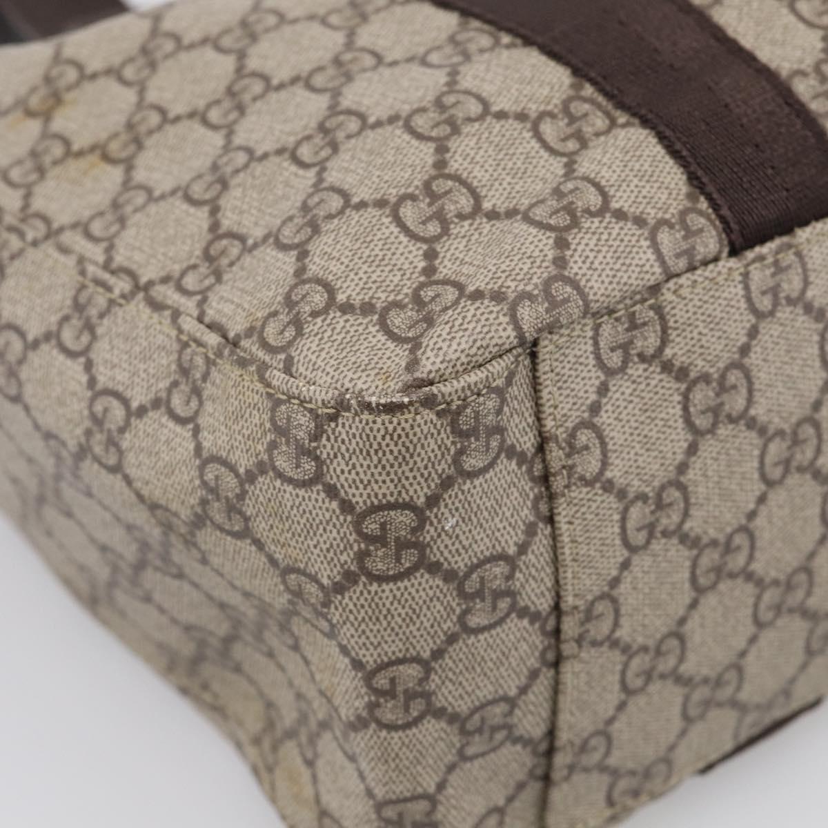 GUCCI GG Supreme Tote Bag PVC Beige 141624 Auth 213336A