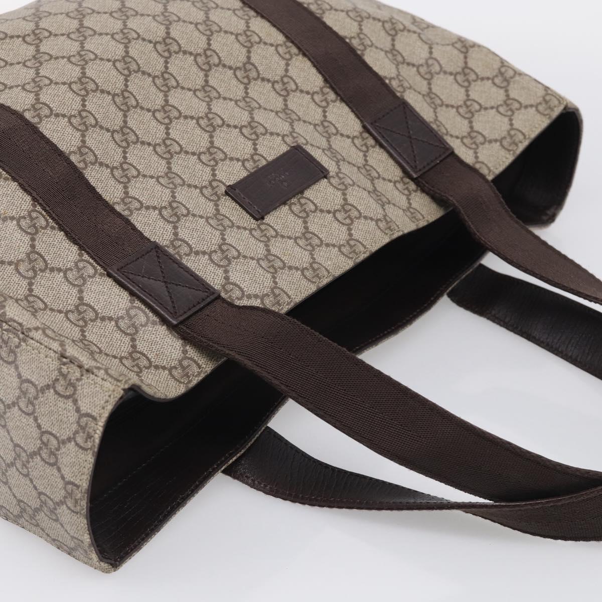 GUCCI GG Supreme Tote Bag PVC Beige 141624 Auth 213336A