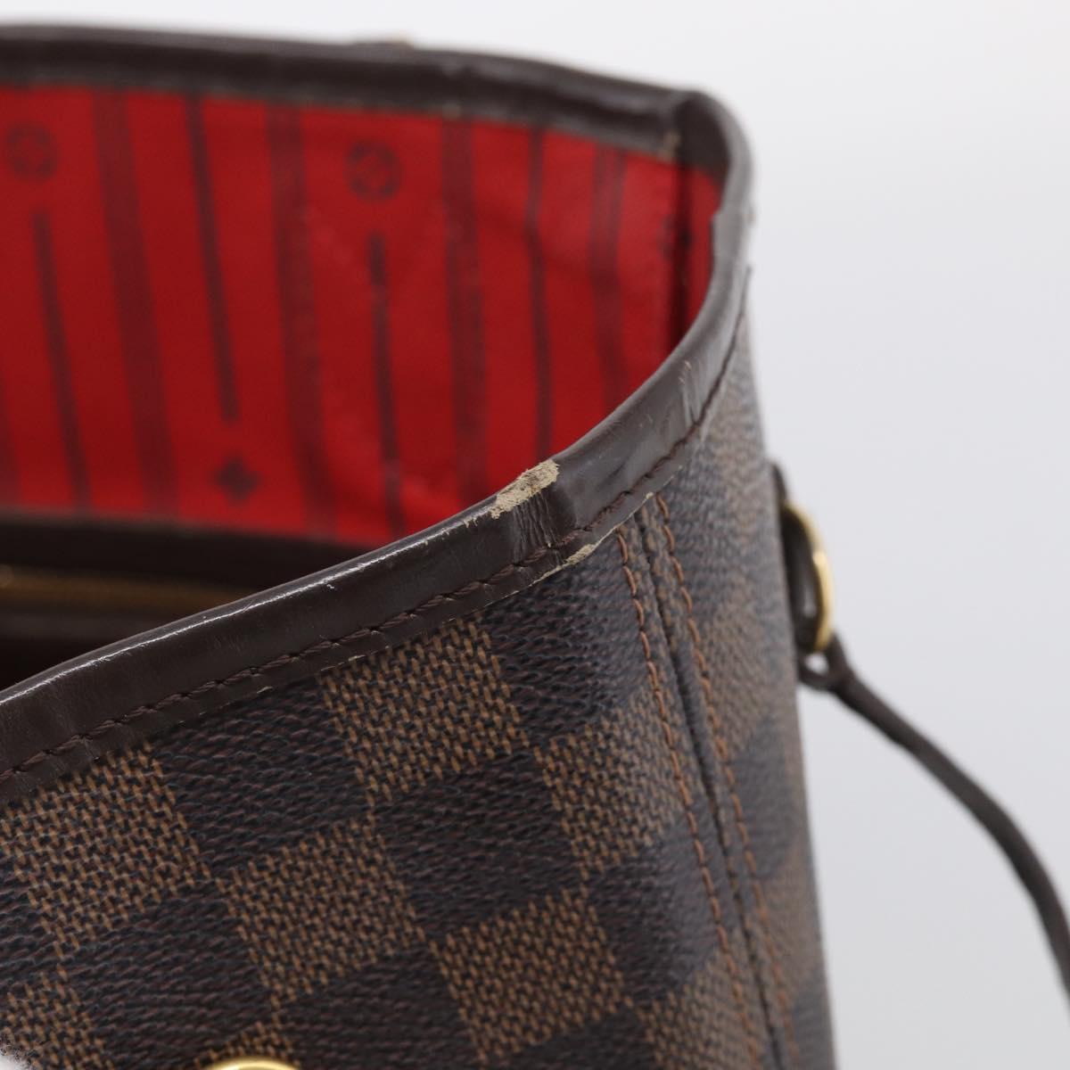 LOUIS VUITTON Damier Ebene Neverfull MM Tote Bag N51105 LV Auth 213337