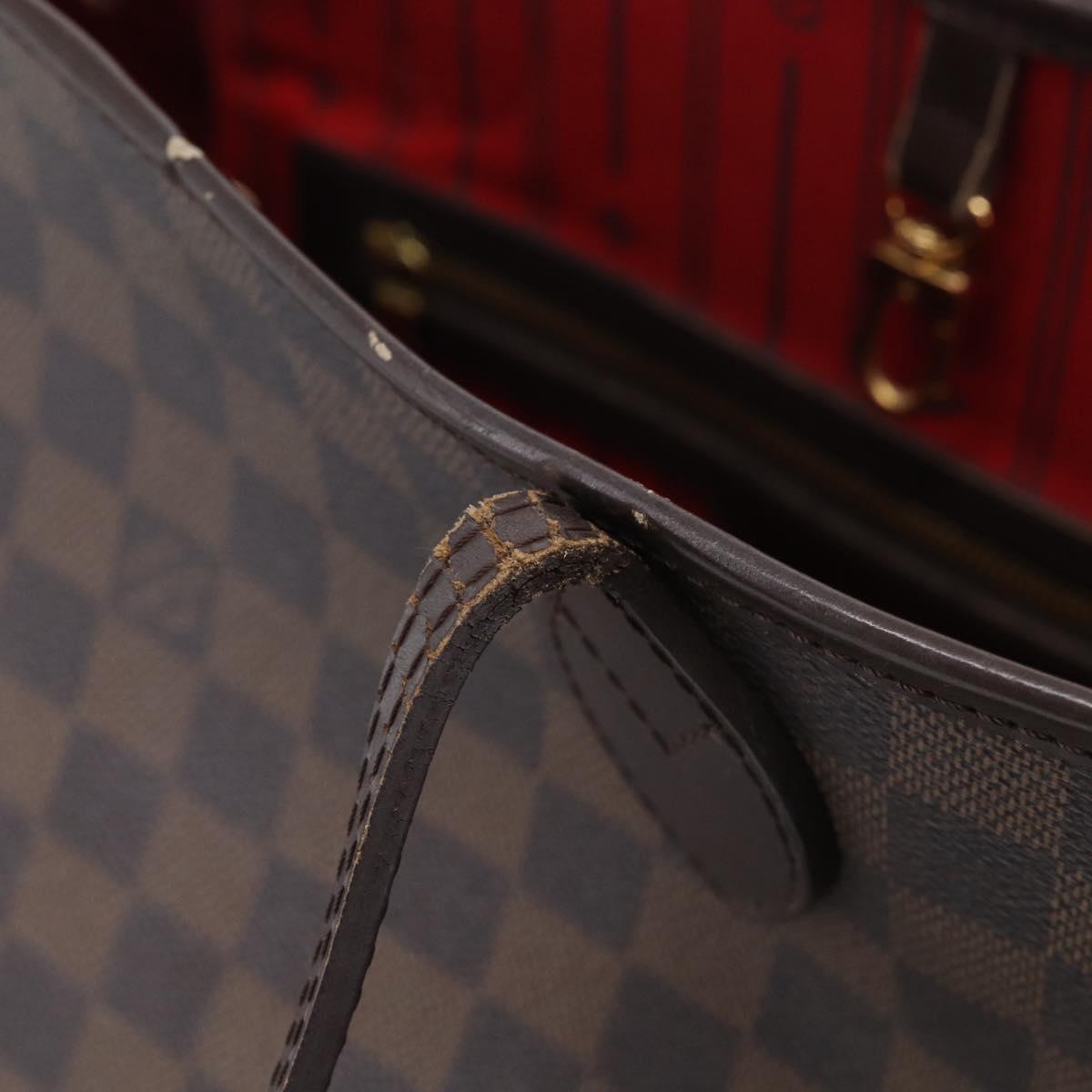 LOUIS VUITTON Damier Ebene Neverfull MM Tote Bag N51105 LV Auth 213337