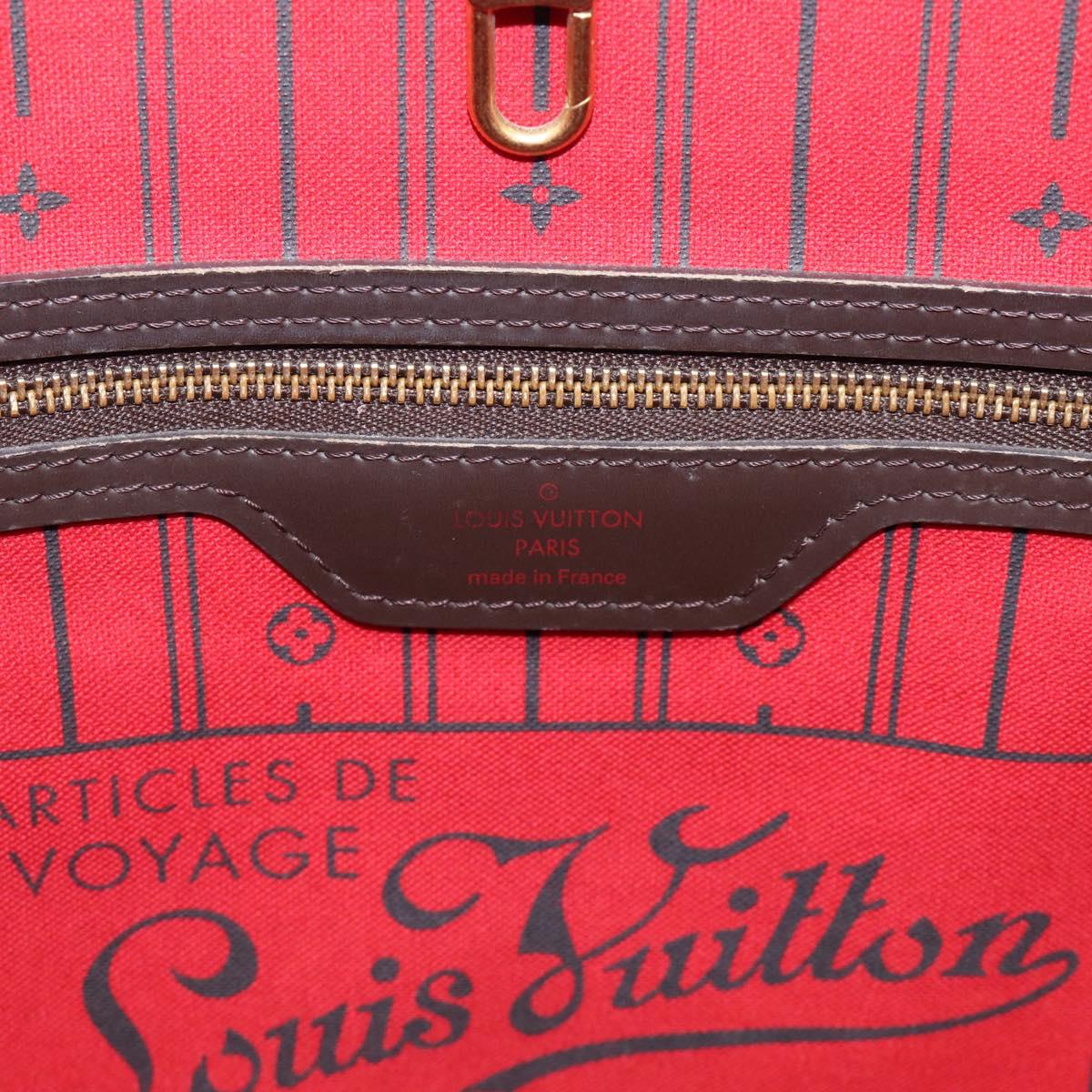 LOUIS VUITTON Damier Ebene Neverfull MM Tote Bag N51105 LV Auth 213337