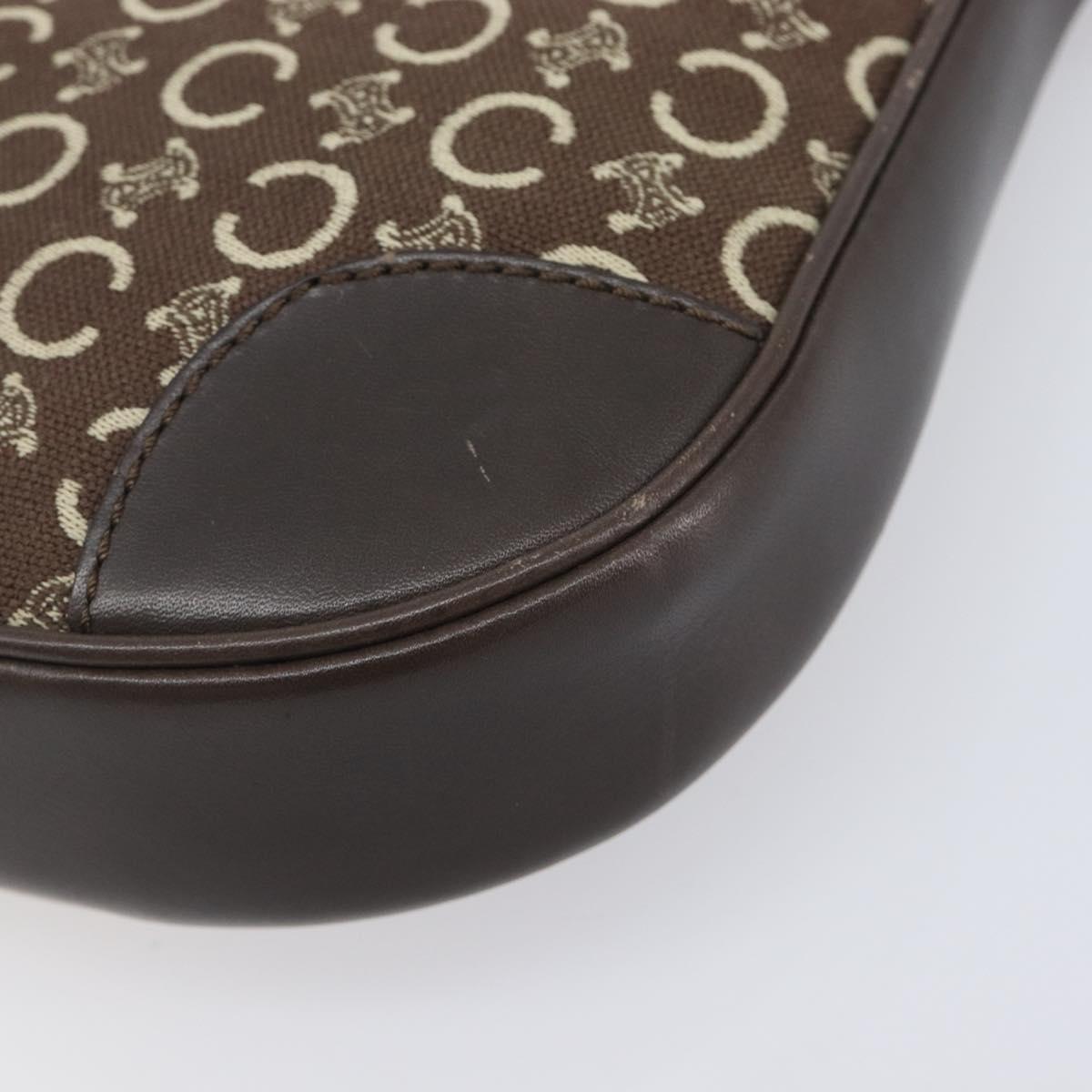 CELINE C Macadam Canvas Shoulder Bag Brown Gold Auth 213339A