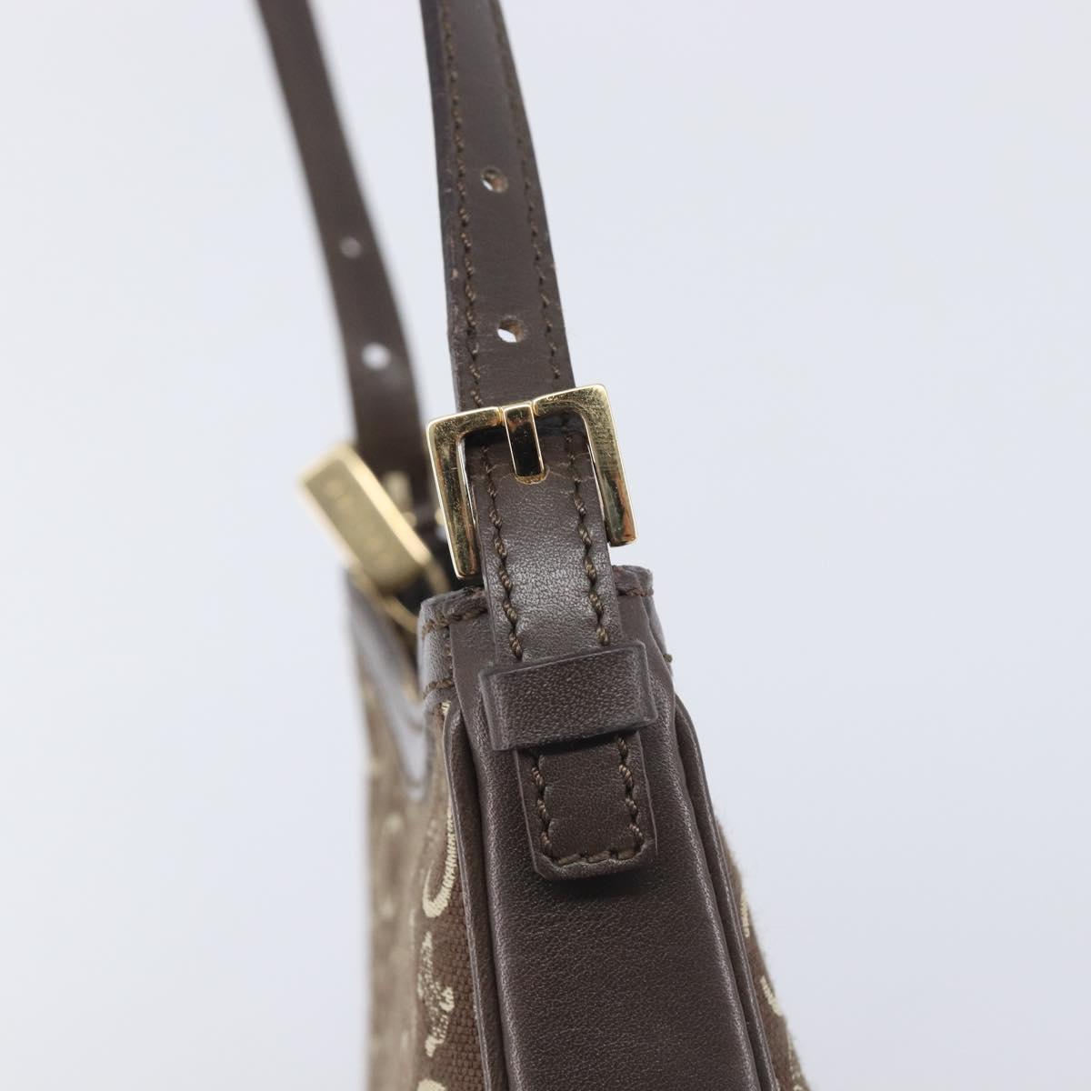 CELINE C Macadam Canvas Shoulder Bag Brown Gold Auth 213339A
