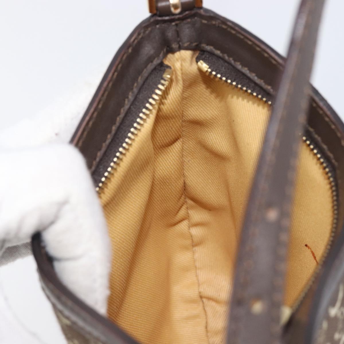 CELINE C Macadam Canvas Shoulder Bag Brown Gold Auth 213339A