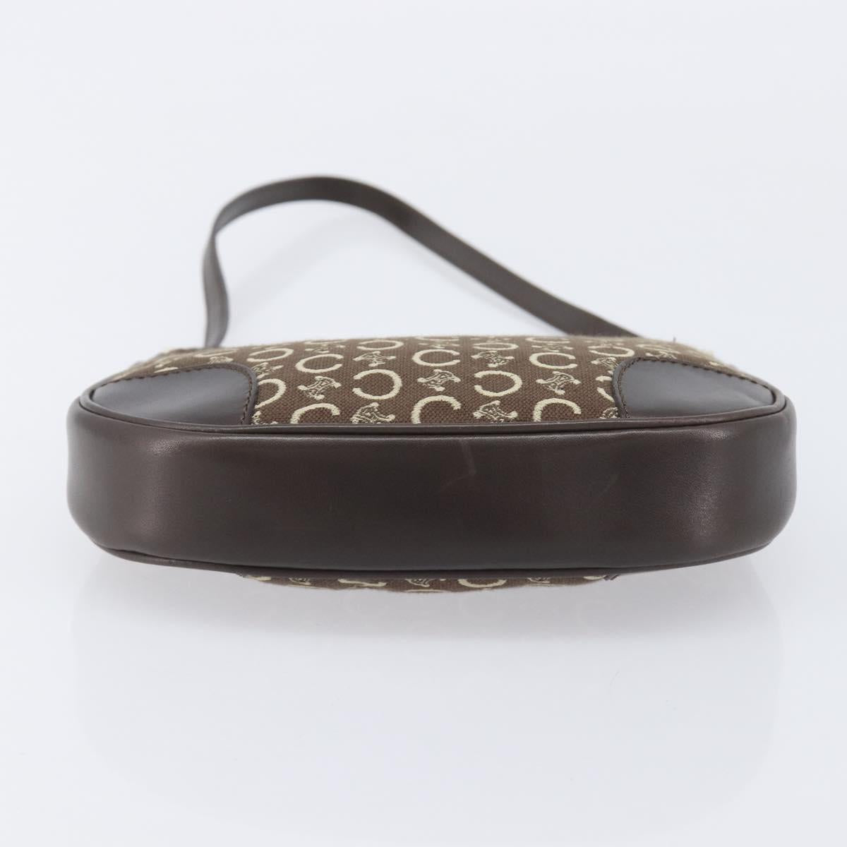CELINE C Macadam Canvas Shoulder Bag Brown Gold Auth 213339A