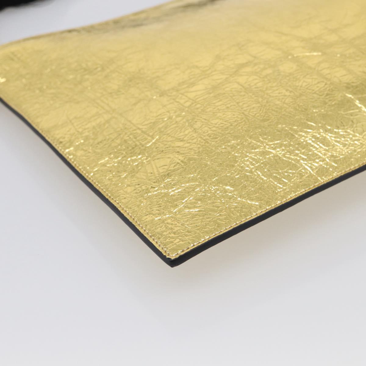 FENDI Clutch Bag Leather Gold 8N0178 Auth 213343V