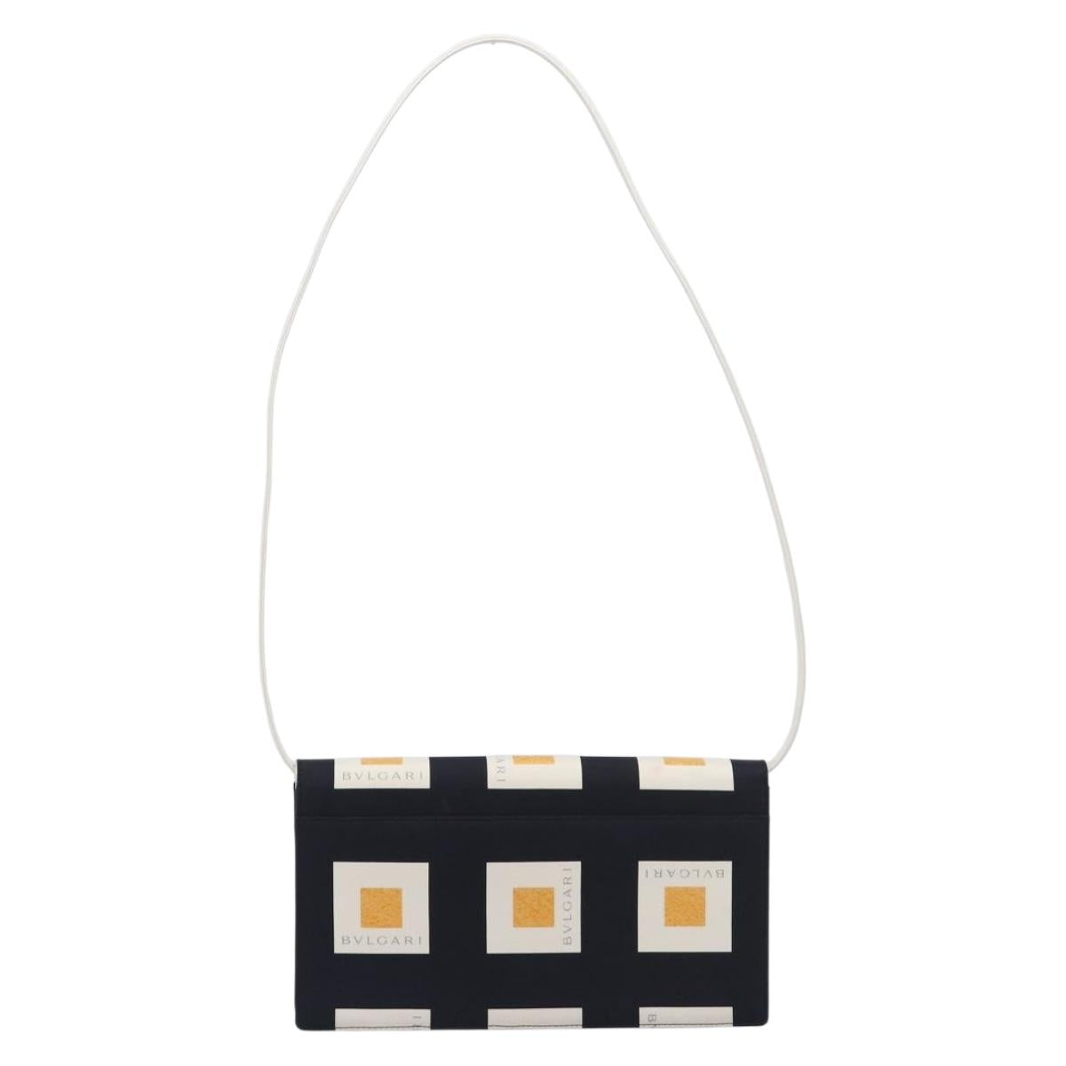 BVLGARI Shoulder Bag Satin Black Gold Auth 213344A
