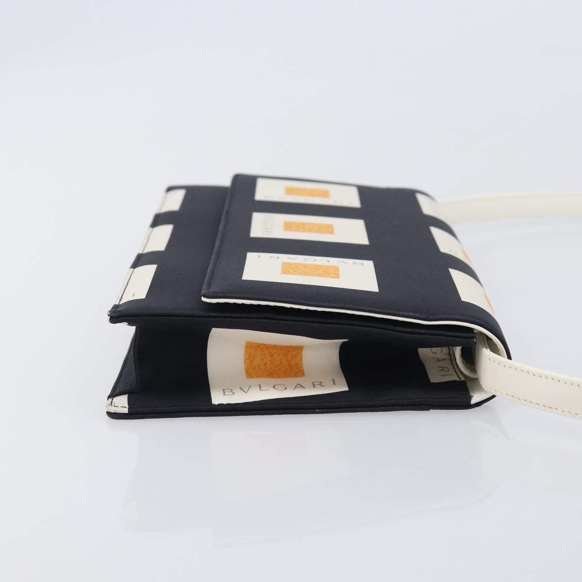 BVLGARI Shoulder Bag Satin Black Gold Auth 213344A