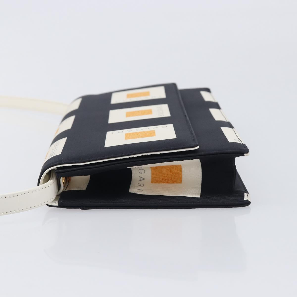BVLGARI Shoulder Bag Satin Black Gold Auth 213344A