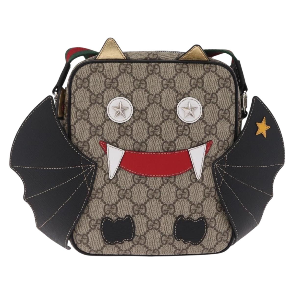 GUCCI GG Supreme Web Sherry Line Children's Bag PVC Beige 525511 Auth 213345M