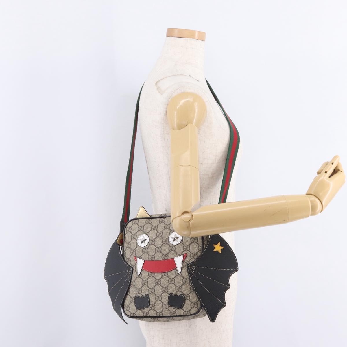 GUCCI GG Supreme Web Sherry Line Children's Bag PVC Beige 525511 Auth 213345M