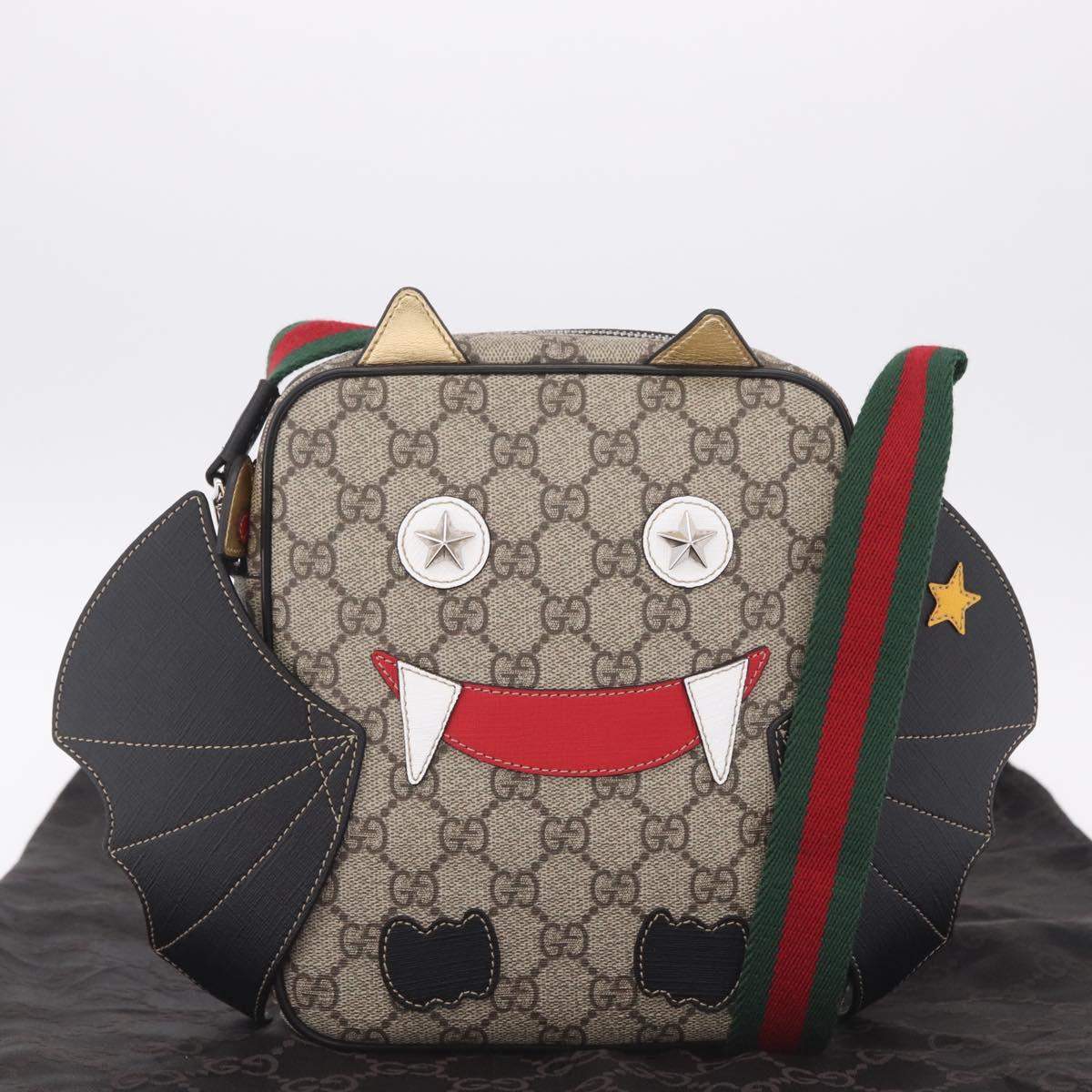 GUCCI GG Supreme Web Sherry Line Children's Bag PVC Beige 525511 Auth 213345M