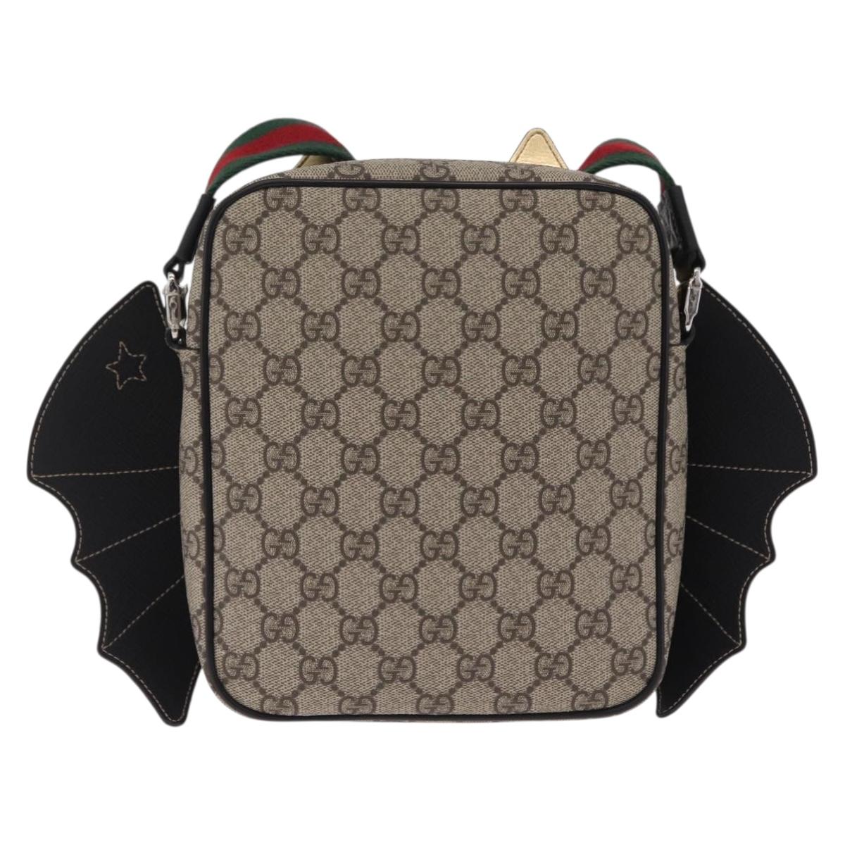 GUCCI GG Supreme Web Sherry Line Children's Bag PVC Beige 525511 Auth 213345M