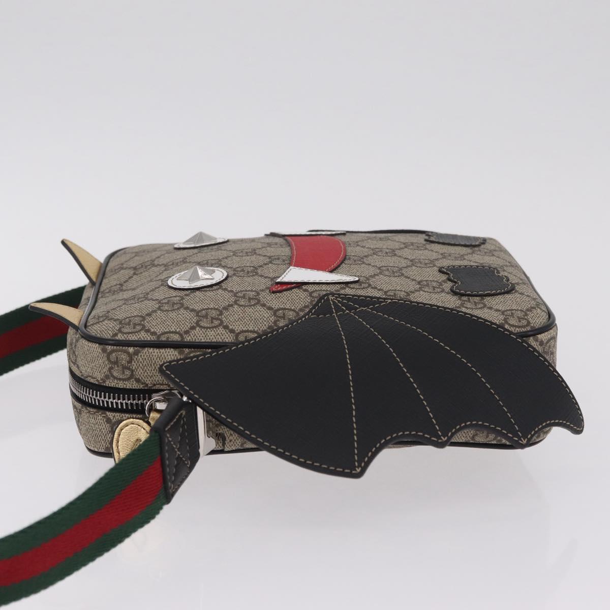 GUCCI GG Supreme Web Sherry Line Children's Bag PVC Beige 525511 Auth 213345M