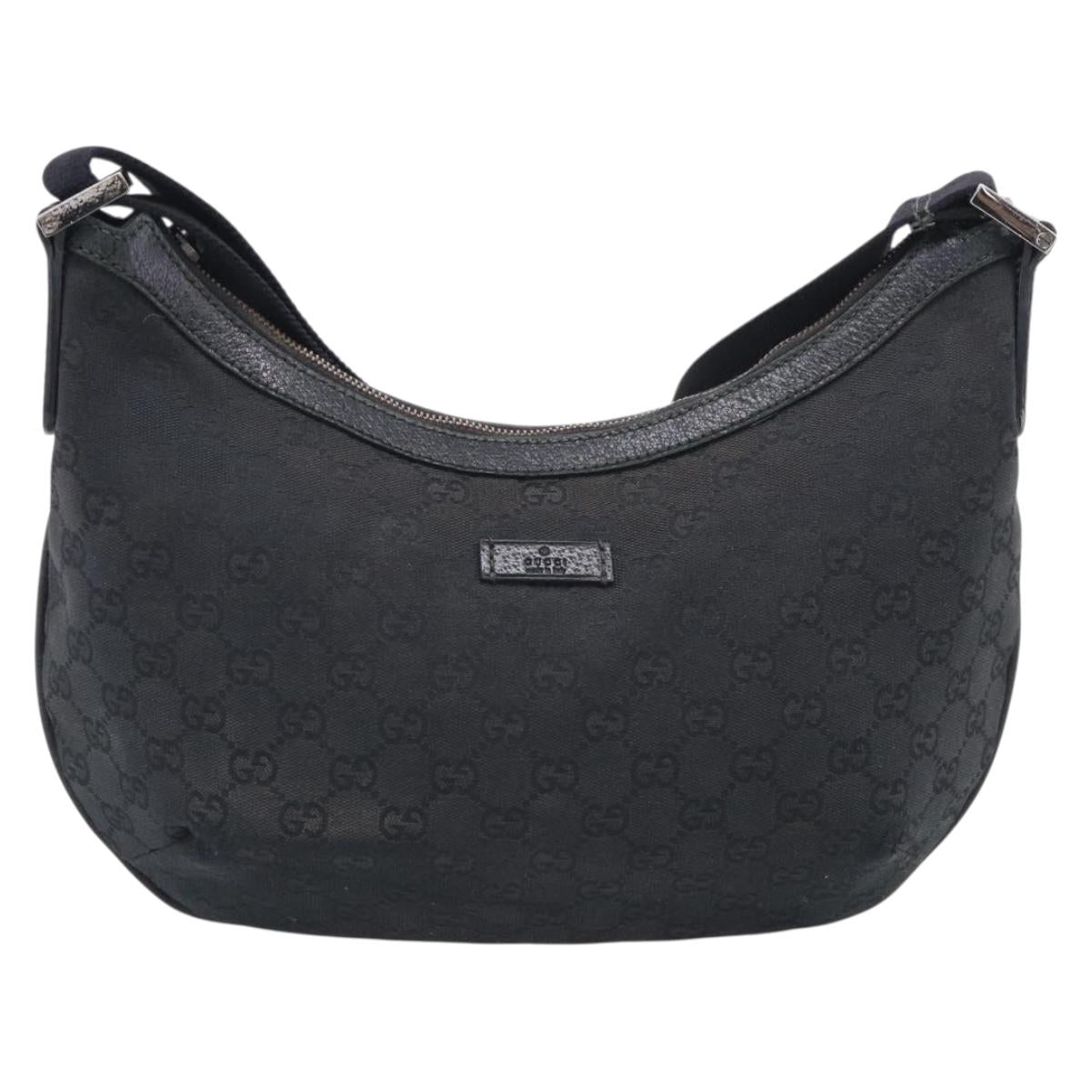 GUCCI GG Canvas Shoulder Bag Black Silver 181092 Auth 213346