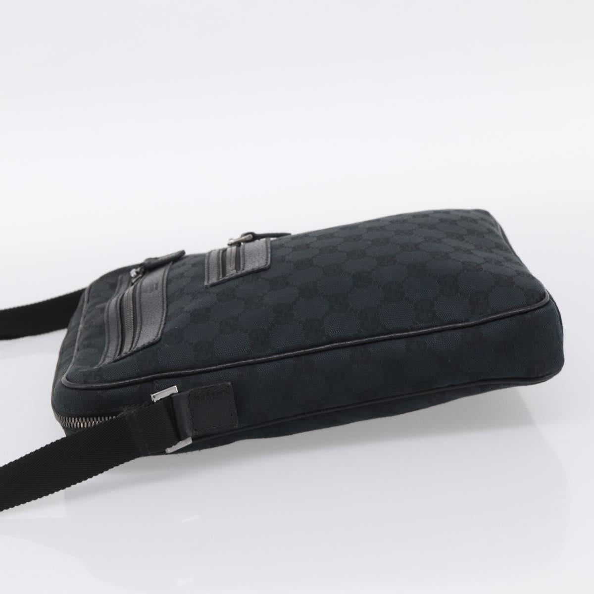 GUCCI GG Canvas Shoulder Bag Black Silver 92551 Auth 213347A