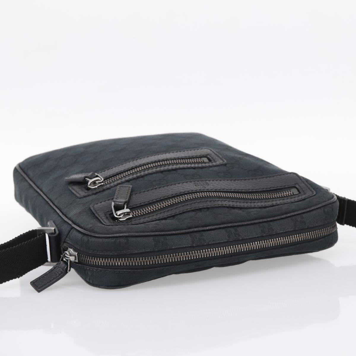 GUCCI GG Canvas Shoulder Bag Black Silver 92551 Auth 213347A